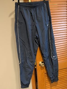 Nike Dark Blue Track Pants with White Piping